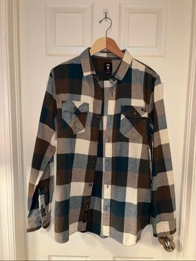 Vans Blue, Brown & Cream Plaid Button-Up Shirt